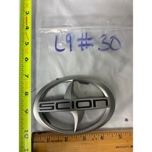 Scion OEM Front Rear Trunk Grille Emblem Badge Logo Silver Black 4.5 x 3 Inch